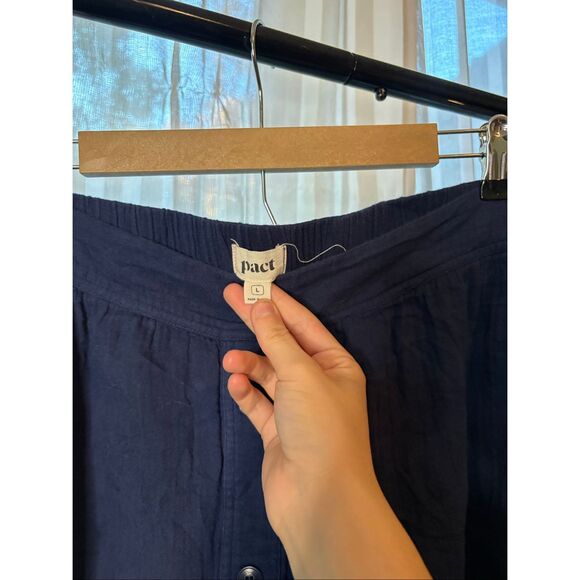 Pact Navy Button Front Skirt - Picture 2 of 5